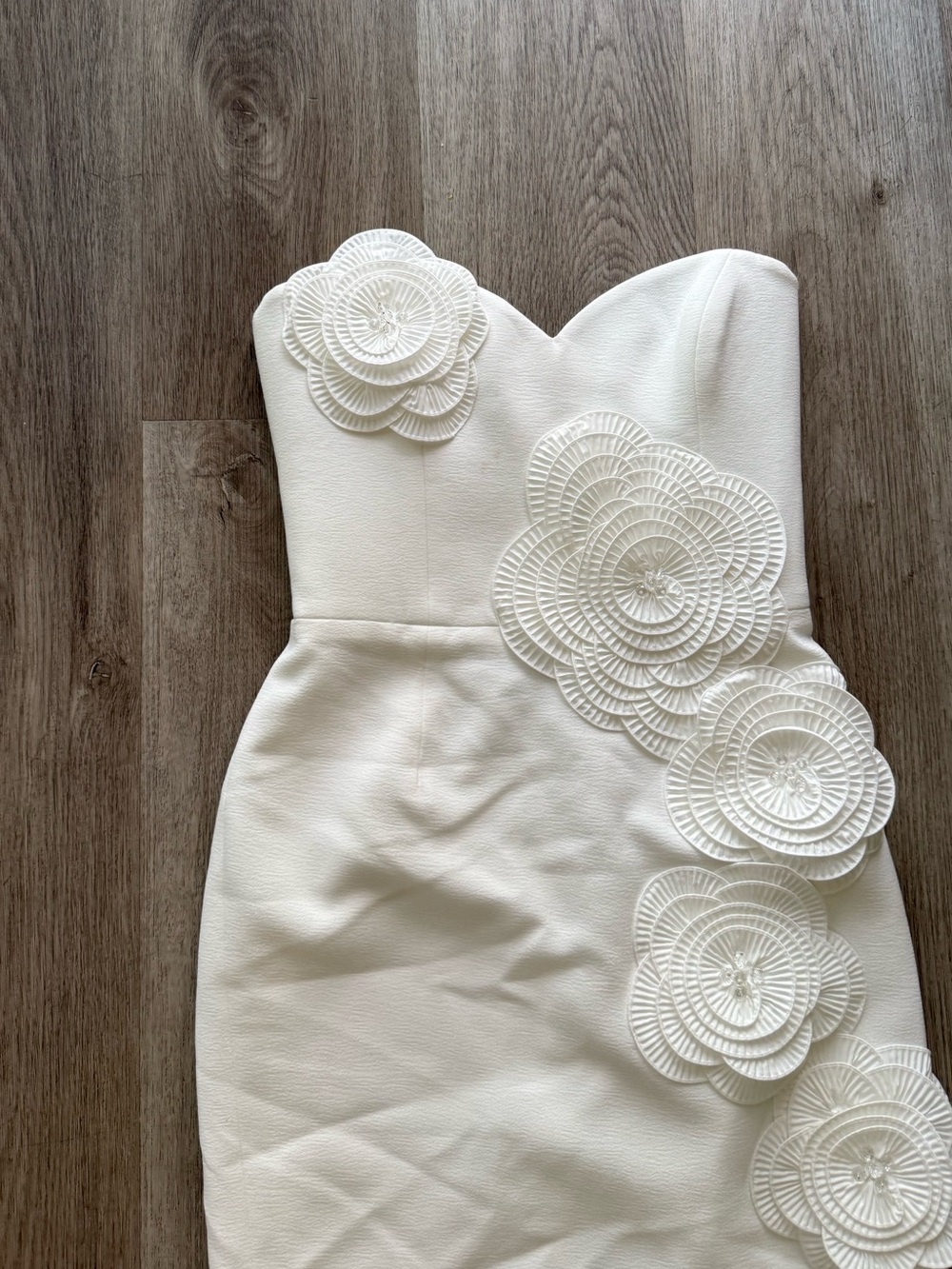 helsi kaia white 3d floral applique strapless midi bridal dress size small NEW - Picture 8 of 11